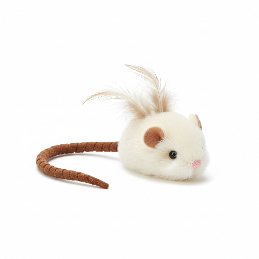 Rato de Pelúcia com Penas para Gatos